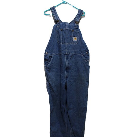 Vintage Carhartt Denim Bib Overalls – Men’s 40x32 – Workwear Dungarees - Picture 1 of 11